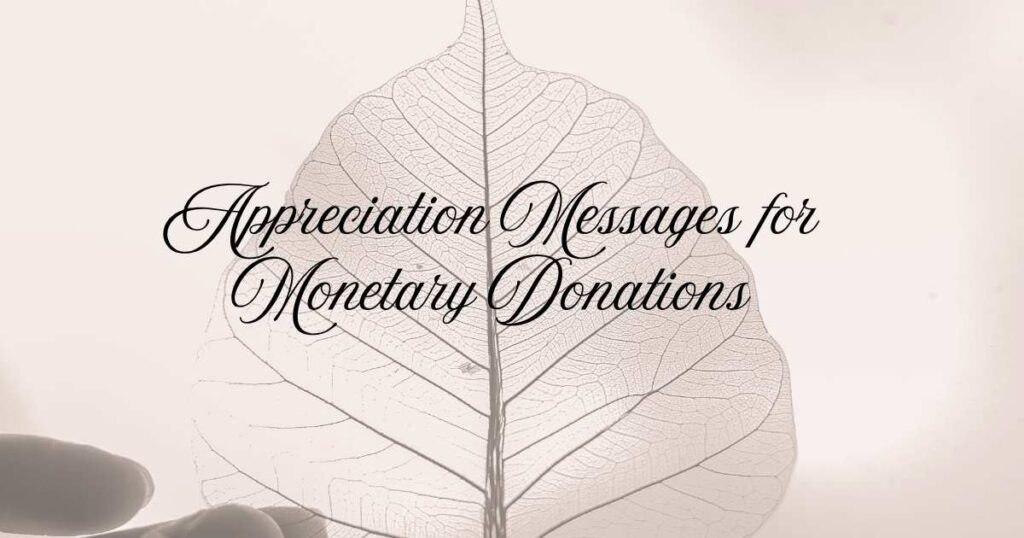 Appreciation Messages for Monetary Donations